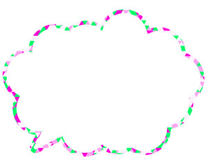 ステンドグラス風吹き出し　三角形模様　丸みのある雲形