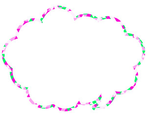 ステンドグラス風吹き出し　三角形模様　丸みのある雲形