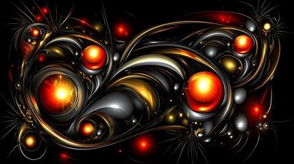 Abstract chaos artistry vibrant sphere patterns in dark environment digital creation conceptual view