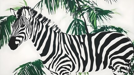 Cute zebra adventure in a tropical jungle anime style whimsical art playful environment
