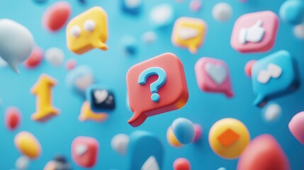 Naklejka premium Question mark among social media icons