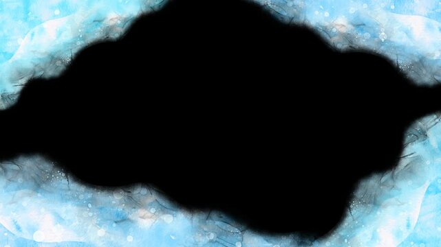 海の波のおしゃれなフレーム。水彩画でデザインした爽やかな&alpha;付きループアニメーション。