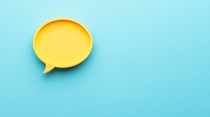 Yellow speech bubble on blue background; communication concept (4)
