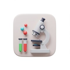 3D Render of a Microscope and Lab Equipment: A Colorful Scientific Illustration