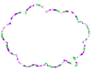 ステンドグラス風吹き出し　三角形模様　丸みのある雲形