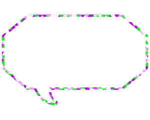 ステンドグラス風吹き出し　三角形模様　細長い八角形