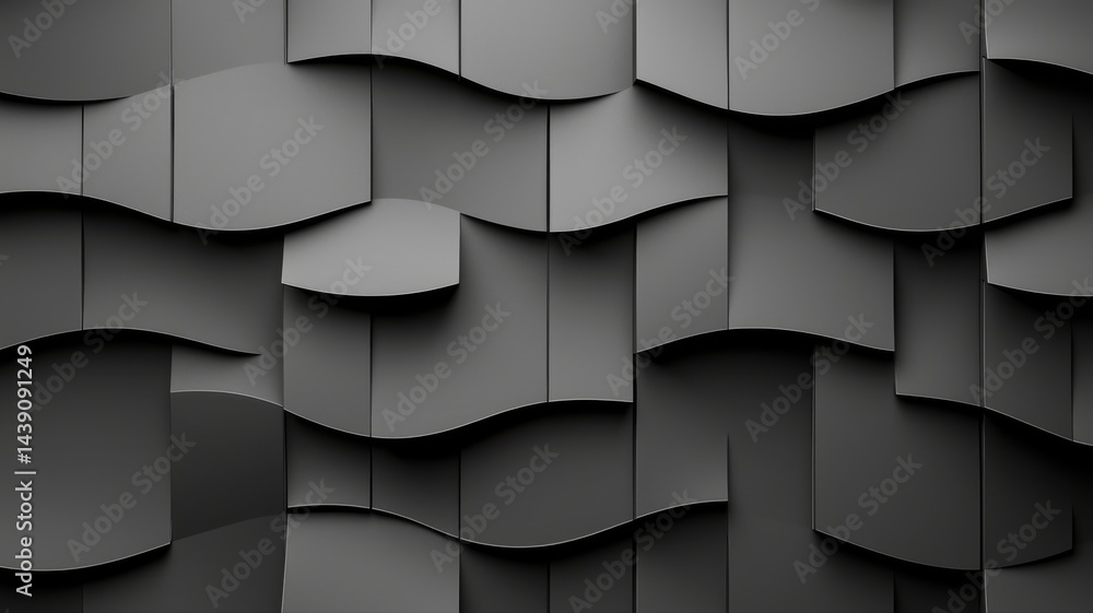 Poster abstract white waves on black background abstract wave black white background curve design texture