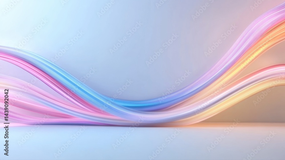 Poster elegant abstract wave design with pastel gradient colors abstract wave ribbon flow pastel gradient