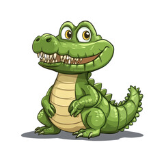 Fototapeta premium Cartoon crocodile character with big smile and vibrant green color in playful pose