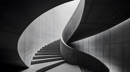 Obraz premium Brutalist spiral staircase infinite modern interior design