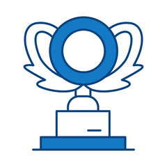 Trophy Blue Line Icon. Award, Success, Achievement, Sport, Competition, Medal, Champion, Winner, Leadership Editable Stroke Vector Illustration.