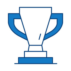 Trophy Blue Line Icon. Award, Success, Achievement, Sport, Competition, Medal, Champion, Winner, Leadership Editable Stroke Vector Illustration.