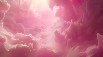 Fototapeten Dreamy cotton candy pink abstract landscape with ethereal light source © Siti