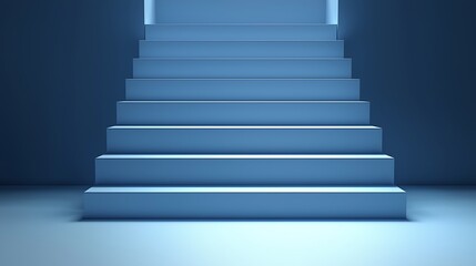 Empty light blue steps leading upward