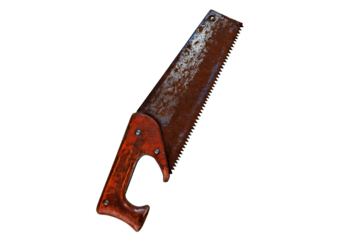 Rusty metal hand saw- Rusty metal hand saw isolated on transparent or white background