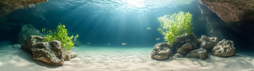 Fototapeta premium Underwater adventure 360 degree hdr exploration of marine life ocean floor serene environment