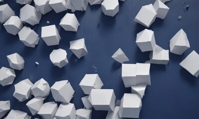 Textured white geometric shapes on a deep blue abstract background , white, triangles