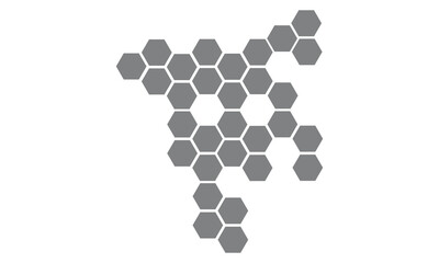 Black hexagon, honeycomb, design element, shapes, pattern with no strokes. Asset for photo collection, collage, template, frame, overlay, montage, clipping, layer mask . EPS 10. 