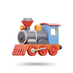 Adorable 3D model steam train colorful toy perfect for kids room decor cheerful design