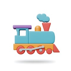Colorful 3D train model perfect for kids apps design joyful ride awaits