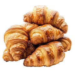 Freshly baked croissants stacked ideally for breakfast delight at a local bakery during the morning hours