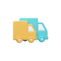 Delivery trucks 3D render vibrant colors cheerful design perfect for logistics apps websites and presentations