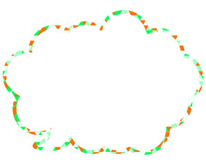ステンドグラス風吹き出し　三角形模様　丸みのある雲形