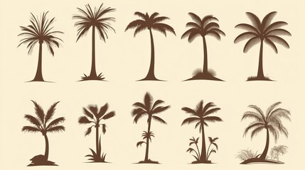Fototapeta premium Tropical Palm Tree Silhouettes, Vacation Background