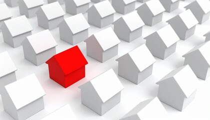 Stand Out Red House Among White Houses