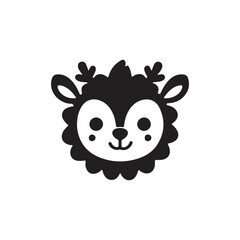 Cute Cartoon Deer Face Icon for Kids
