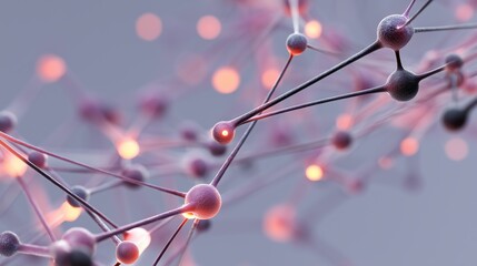 Abstract molecular structure with glowing connections and spheres. Marketing finance organization strategy.