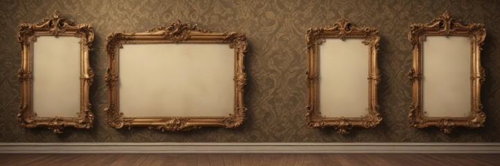 Elegant vintage frames, ornate damask backdrop ,  damask,  scroll