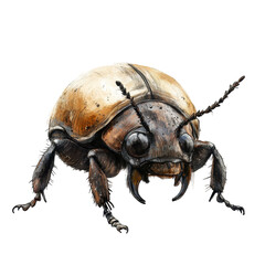 Naklejka premium Detailed illustration of a beetle showcasing its unique features in a natural setting