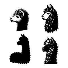 Head Alpaca Silhouette Animal Logo Vector Illustration Featuring Modern Minimalistic Cute Wool Wildlife Portrait Emblem Isolated Cartoon Badge Abstract Nature Farm Mammal Art Stylish Design