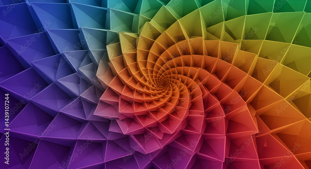 Poster geometric rainbow gradient spiral forming an abstract background texture