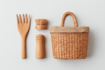 Obraz premium minimalistic collection of isolated farm tools arranged on white background