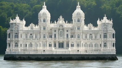Fototapeta premium Majestic white palace on a water island