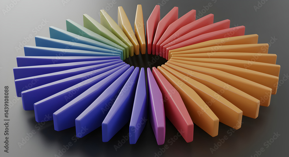 Poster radiant spectrum array geometric shapes arrangement creative backdrop design