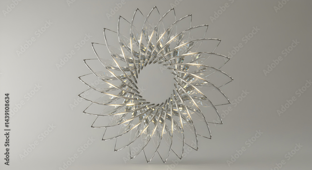 Aufkleber abstract metallic wreath composed of repeating elements on grey backdrop