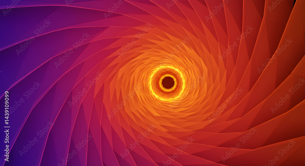 Aufkleber abstract torsion with concentric polygonal forms and a vibrant warm gradient