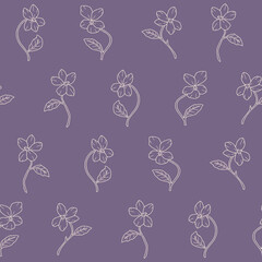 Outline Vector Violet Flower Pattern Illustration Seamless for Wallpaper Background Cover Packaging