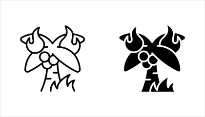 wildfire icons set in thin line style, forest fire icon set vector illustration on white background