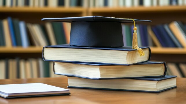 Concept of community college education with books, laptops, and study materials.