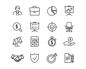 business and finance web icon set - collection of minimal thin line web icons. Outline icon collection. vector illustration