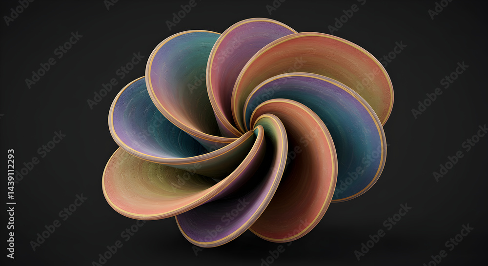 Aufkleber pastel geometric design with curved elements on a dark background