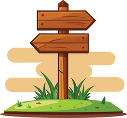 Wooden Arrow Sign Board Vector Illustration Rustic Pathfinding Directional Sign for Outdoor Design