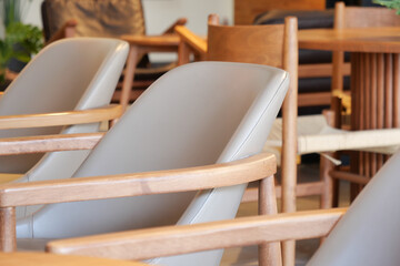 Modern wooden chairs arranged in a cozy interior setting