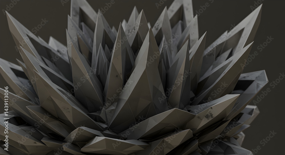 Aufkleber abstract geometric crystal formation with sharp edges on dark background