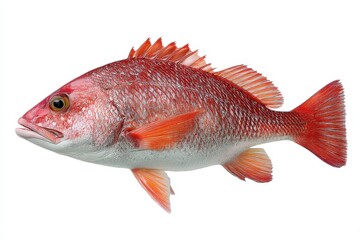 Northern Red Snapper Lutjanus campechanus alone on a white backdrop