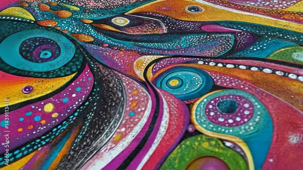 Aufkleber vibrant abstract fluid art movement showcasing dynamic color transitions and texture